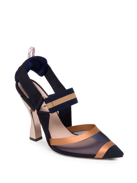 fendi mesh strap slingback pump|Fendi pumps.